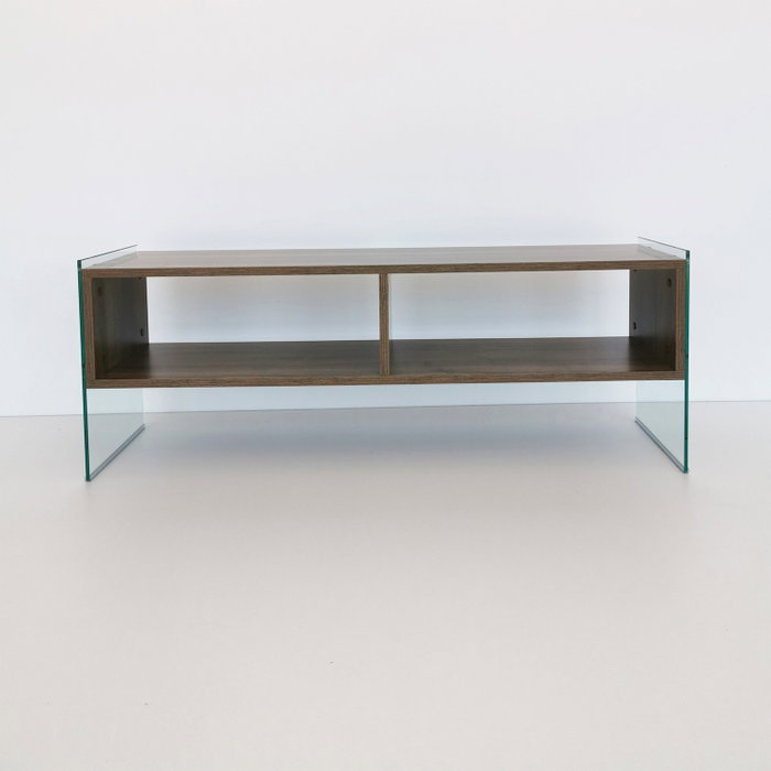 Hanah Home TV404 Soporte de TV Nogal con Cristal Templado